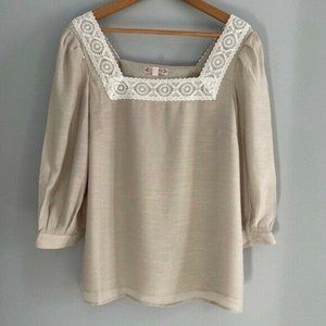 Anthropologie Nanette Lepore Light Stone Tan Boho Top